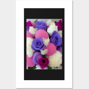 VERY BEAUTIFUL PINK AND PURPLE AND BLUE FLORAL PRINT Posters and Art